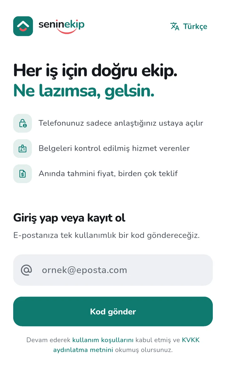 Senin Ekip mobil uygulaması